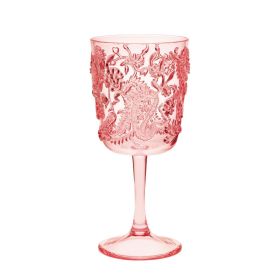 Paisley Plastic Wine Glasses Set of 4 (13oz), BPA Free Acrylic Wine Glass Set, Unbreakable Red Wine Glasses, White Wine Glasses (Color: as Pic)